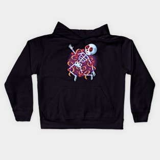 Cute Heart Skeleton - The Fallen Lover- Dia De Los Muertos Kids Hoodie